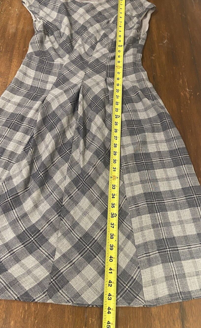 Sundance Womens Cap Sleeve a Line Dress Gray Plaid Dress - Picture 14 of 16